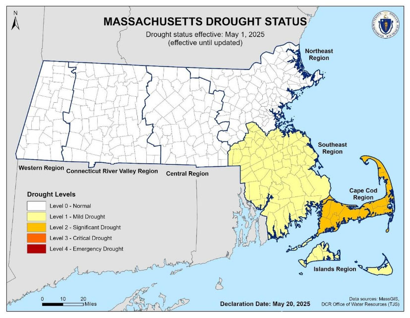 Massachusetts Drought Status, drought status effective: May 1, 2025