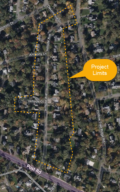Hillside Ave project limits map